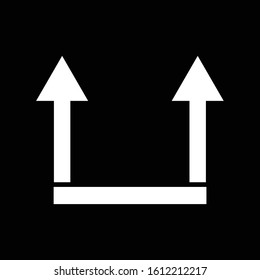 simple icon two white arrows up and underline on a black background. vector