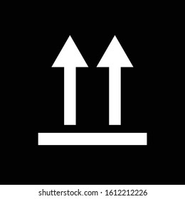 simple icon two white arrows up and underline on a black background. vector
