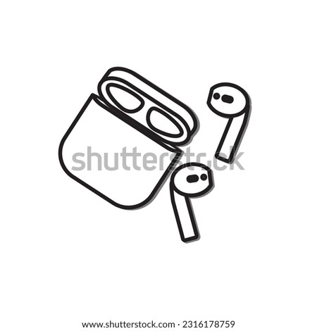 Simple icon  TWS true wireless stereo bluetooth wireless headphones, vector TWS true wireless stereo headphones 