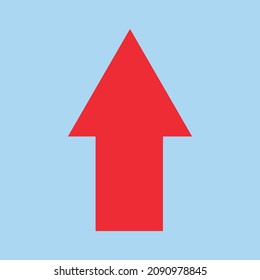 simple icon, upward direction is red on a blue background
