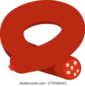 Simple icon with various sausages rolled into a ring