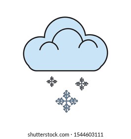 simple icon vector with cloud shape with snow