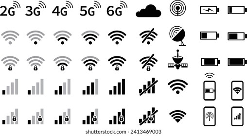 Simple icon vector collection about Wi-Fi, radio waves and communication