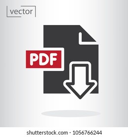 simple icon vector - flat design, illustration of pdf download icon