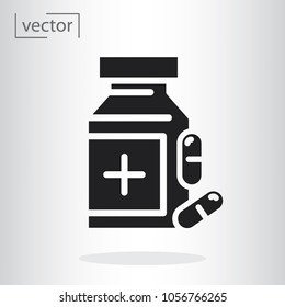 simple icon vector - flat design, illustration of pills bottle icon 