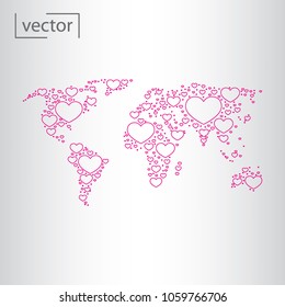 simple icon vector - illustration of world map heart icon