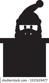 Simple icon vector, shaped like a fireplace with Santa Claus