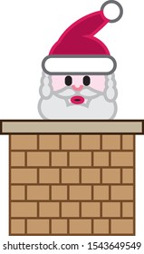 Simple icon vector, shaped like a fireplace with Santa Claus