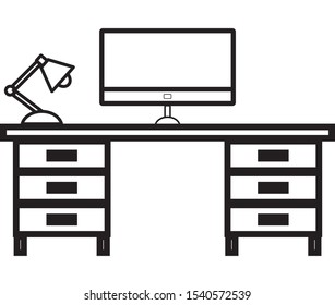 Simple icon vector, shaped office table