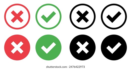 simple icon vector of tick and cross symbol. Yes, no, Correct, Wrong