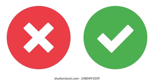 simple icon vector of tick and cross symbol. Yes, no, Correct, Wrong