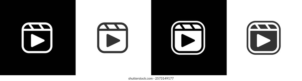 Simple icon of video reels in social media. Video Icon. Smart buttons in social media applications  vector illustration in black, white and transparent background. Eps10