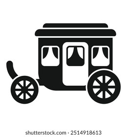 Simple icon of a vintage carriage with spoked wheels, drawn by a horse