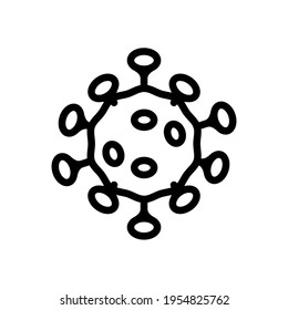 Simple icon of virus or bacteria, infection logo. Black icon on white background