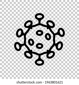 Simple icon of virus or bacteria, infection logo. Black editable linear symbol on transparent background