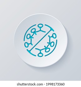 Simple icon of virus or bacteria, infection logo. Cut circle with gray and blue layers. Paper style