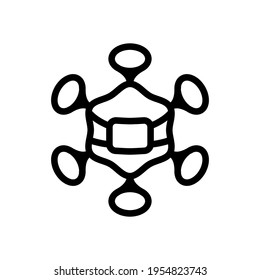 Simple icon of virus or bacteria, medical logo. Black icon on white background