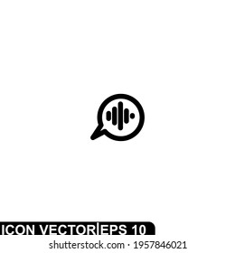 Simple Icon Voice Note Vector Illustration Design. Outline Style, Black Solid Color.