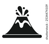 Simple icon of a volcano erupting, with lava flowing down its side