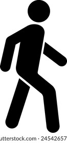 A simple icon of a walking man in the form of a human silhouette