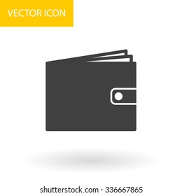 Simple icon wallet on white background. Flat design Vector illustration