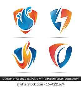 simple icon water bolt fire leaf save energy concept logo icon vector template
