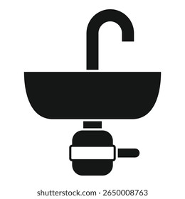 Ícone simples de um filtro de água sendo instalado sob uma pia por um encanador