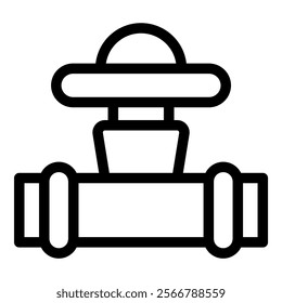 Simple icon of a water pipeline system featuring a valve regulating pressure and flow