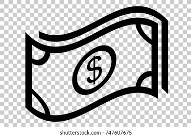 Simple Icon, Waving Dollar Paper Money, at Transparent Effect Background
