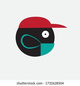 simple icon wearing a mask, vector design