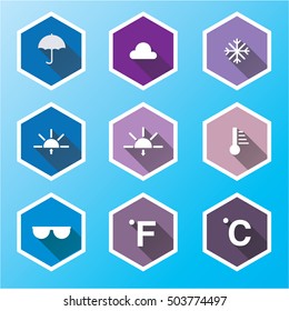 simple icon weather set long shadows