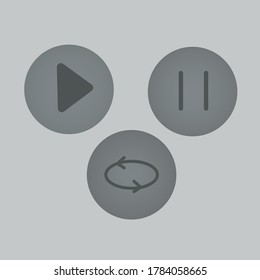 simple icon web button play and stop music vector illustration for music gray color