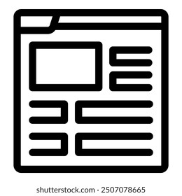 Simple icon of a web page being designed with content blocks
