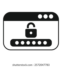 Simple icon of a web page with a password field being protected by a lock