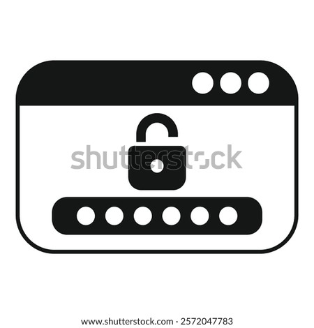 Simple icon of a web page with a password field being protected by a lock