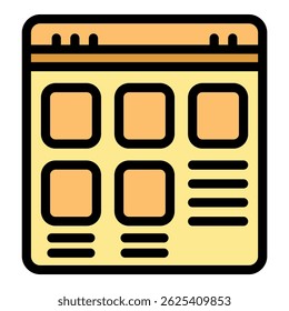Simple icon of a website wireframe, presenting the basic layout of website elements