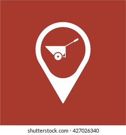Simple icon wheelbarrow, vector illustration. Flat design style.