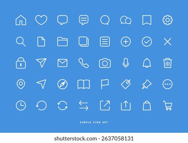 Simple icon white line art set , pictogram