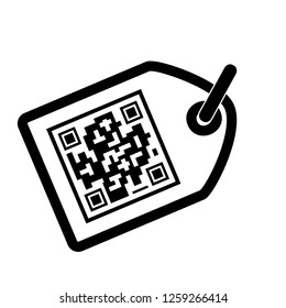 Simple Icon White Rectangle Tag with Fake QR code, at white background