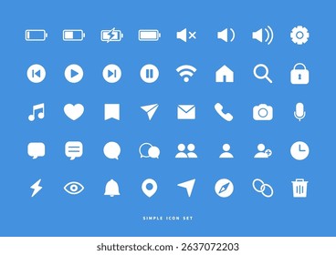 Simple icon white set , pictogram