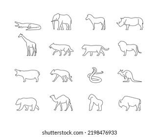 Simple icon wild animal, black lines on a white background