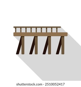 Simple icon of a wooden bridge with a long shadow on a white background
