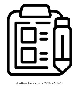 Simple icon of a writing pad with a pencil taking notes, perfect for representing note taking, planning, or organization