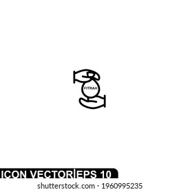 Simple Icon Zakat Fitrah Vector Illustration Design. Outline Style, Black Solid Color.