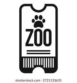 Icono simple de un boleto de zoológico que otorga acceso para los visitantes