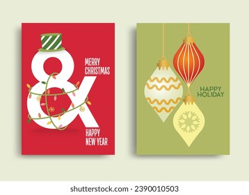 Simple y icónico adorno navideño con coloridos antecedentes, Conceptos de ilustración vectorial para diseño gráfico y web, banners de medios sociales y material de marketing.