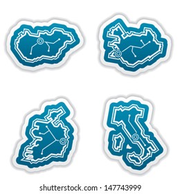 Simple (iconic) design of a countries of the world, from left to right, top to bottom: Hungary, Iceland, Republic of Ireland, Italian Republic