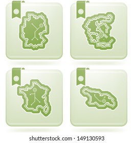 Simple (iconic) design of a countries of the world, from left to right, top to bottom:  Federal Republic of Germany, Hellenic Republic (Greece), French Republic, Georgia