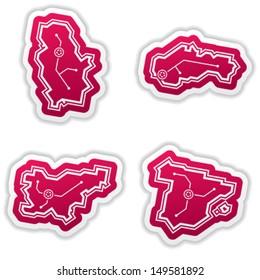 Simple (iconic) design of a countries of the world, from left to right, top to bottom: Serbia, Slovak Republic, Republic of Slovenia, Kingdom of Spain.
