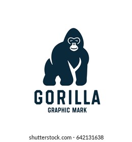 Simple Iconic Happy Gorilla Logo Design. Vector Illustration.